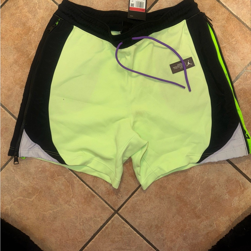 Neon Green and Black Athletic Shorts